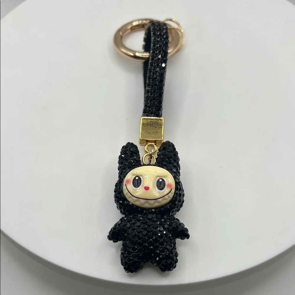 426. Black Rhinestone Labubu Keychain